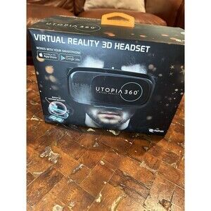 Utopia 360 Virtual Reality 3D Headset + Bluetooth Controller Used In Box